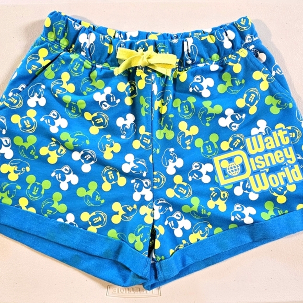 Disney Walt‎ Disney World Mickey Mouse All Over Print Lounge Shorts Blue XS